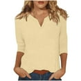 thumbnail image 1 of Tauxra Pullover Sweater for Women with 3/4 Sleeve and Overlapping V-Neck in Solid Colors for Casual Wear and Daily Fashion Tops, 1 of 6