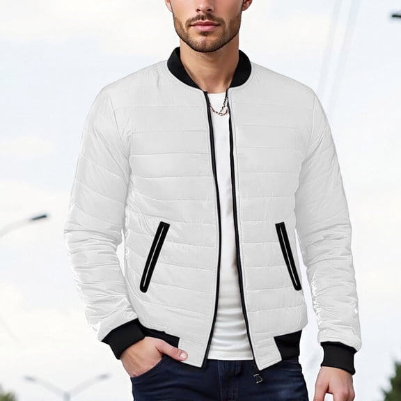 Tauxra Rain Jacket Men,Men's Padded Jacket,Long Sleeve Solid Color Hooded Thermal,Jackets for Men Fashion