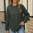 thumbnail image 1 of Tauxra Shirts for Women,Button Round Neck Sweatshirt for Women,Long Sleeve Solid Color Casual Top,Womens Fall Clothes,Sweatshirts for Women, 1 of 7