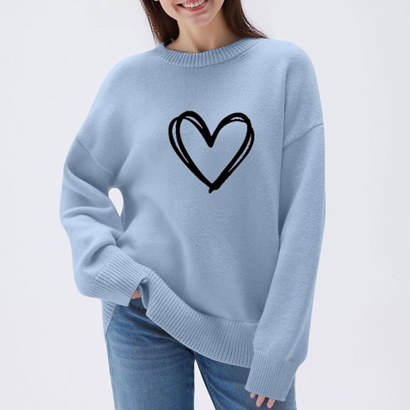 Tauxra Shirts for Women,Printed Round Neck Sweater for Women,Long Sleeve Fall Casual Fashion Top,Sweaters for Women,Blouses for Women