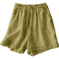 thumbnail image 1 of Tauxra Shorts for Women High Waisted Drawstring with Hook Flower Detail, Solid Color Casual Summer Bottoms in Soft Breathable Fabric, 1 of 9
