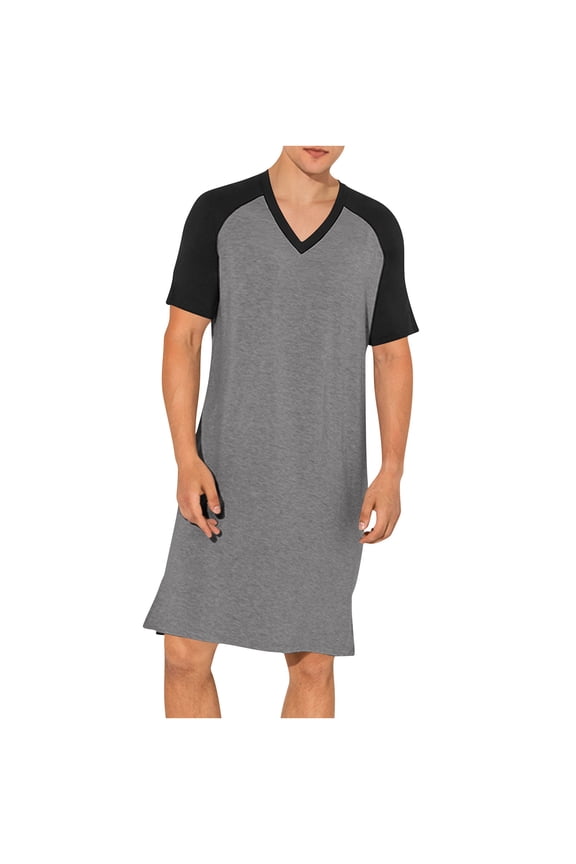 Soft Lightweight Knit Cardigan for Men, V-Neck Short Sleeve Button Down Sleepwear with Pockets, Casual Solid Robe