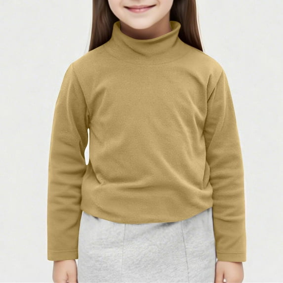 Tauxra Solid Color Kids Mock Neck Long Sleeve Top for 1-14 Years,Lined Casual Comfort Pullover Base Layer