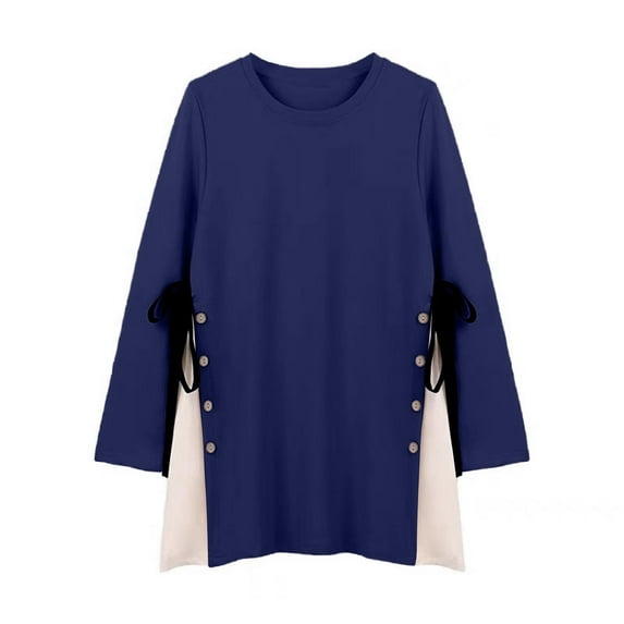 Tauxra Solid Color Maternity Long Sleeve Tunic for Women,Round Neck Loose Fit Casual Top