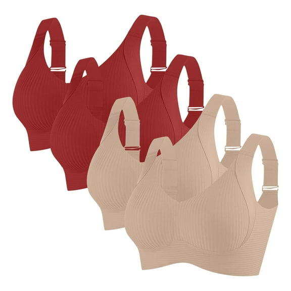 Tauxra Sports Bras for Women,Casual Wireless Everyday Bra with Lightweight Support,4 Pcs Women's Sports Bra