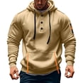 thumbnail image 1 of Tauxra Stand Collar Hooded Sweatshirt for Men,Long Sleeve Half Button Sports Pocket,Pullovers for Men, 1 of 5