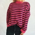 thumbnail image 1 of Tauxra Striped Sweater Women,Long Sleeve Sweaters for Women,Women's Striped Round Neck Long Sleeve Knit Sweater,Contrast Color Pullover,Womens Sweaters Pullover, 1 of 6