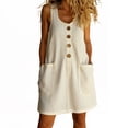 thumbnail image 1 of Tauxra Summer Sundress for Women Sleeveless Casual Solid Color Round Neck Relaxed Fit, 1 of 7