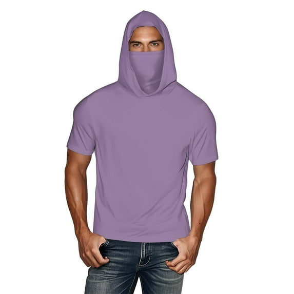 Tauxra Sun Protection Shirt With Face Mask for Women and Men, UPF Hooded Short Sleeve Top in Ice Silk Fabric for Hiking and Running