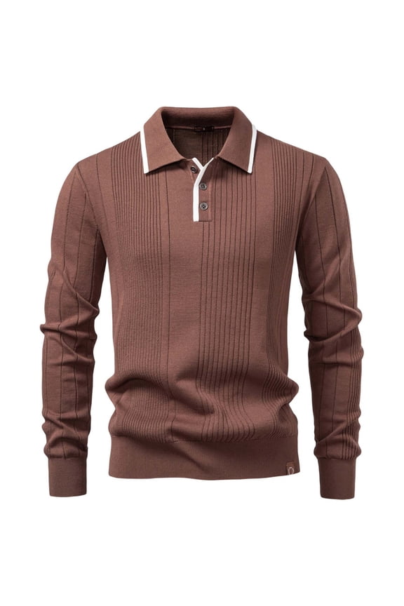 Sweaters for Men, Solid Color Long Sleeve Half Button Pullover Top, Men's Collar Knit Sweater