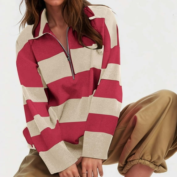 Tauxra Sweaters for Women,Sweater for Women,Women's Casual Loose Color Block High Neck Zipper Long Sleeve Sweater,Long Sweaters for Women