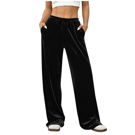 Tauxra Sweatpants for Women with Elastic Waist and Side Pockets, Solid Color Casual Lounge Pants, Relaxed Fit for Home or Outdoor Activities