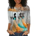 thumbnail image 1 of Tauxra T-Shirt for Women Loose Fit 3/4 Sleeve Round Neck with Print for Casual Wear and Black History Month, 1 of 5