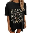 thumbnail image 1 of Tauxra T-Shirt for Women with Floral Print and Drop Shoulder, Short Sleeve Round Neck Top for Casual Wear, 1 of 7