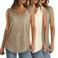 thumbnail image 1 of Tauxra Tank Tops for Women 3-Pack, Sleeveless Round-Neck Summer Tees in Solid Colors, Soft Basic Tops for Casual Wear, Yoga and Daily Outfits, 1 of 9