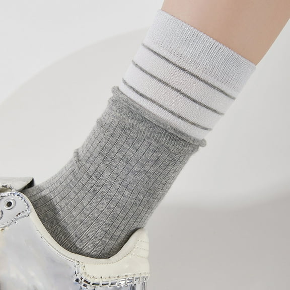 Tauxra Tube Socks Women,Color Pattern Lightweight Style Airy Mid-Calf Socks with Bunchable Look,Womens Ankle Boot Socks