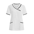 thumbnail image 1 of Tauxra V-Neck Tunic Top for Women, Short Sleeve Nursing Uniform with Print, Clinic Carer Protective Shirt, Professional Healthcare Work Attire, 1 of 9
