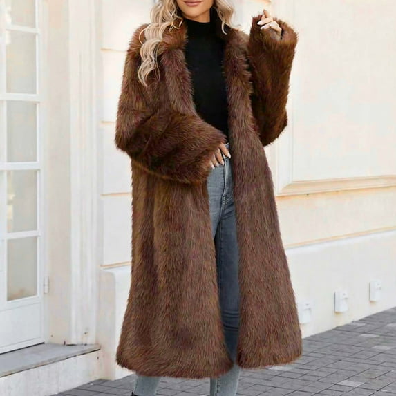 Tauxra Winter Coats for Women,Winter Jackets for Women,Women's Faux Fur Coat, Solid Color Stand Collar Long Sleeve,Jackets for Women