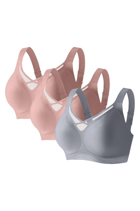 Wireless Seamless Full Coverage V-Neck T-Shirt Bra, No Underwire Comfortable Support for Women Large Size