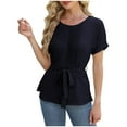 thumbnail image 1 of Tauxra Women Dressy Casual Blouses Summer Peplum Tops Work Pleated Blouse Black XL, 1 of 6