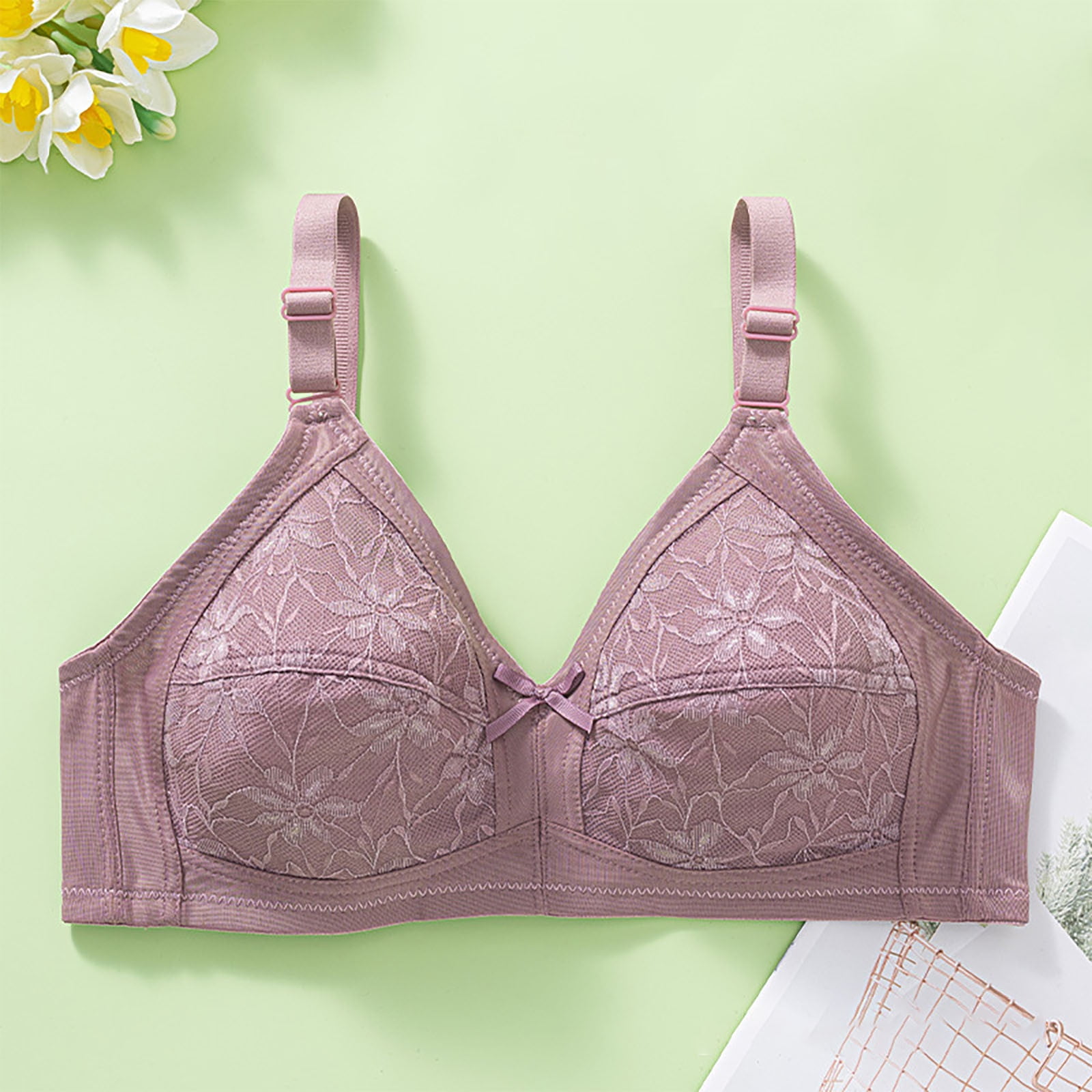 Solid Color Bra Tauxra Women Solid Color Bra,Casual Back Closure Wireless Thin Strap ...