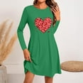 thumbnail image 1 of Tauxra Women Valentine Print Round Neck Long Sleeve Dress,Casual Pullover, 1 of 6