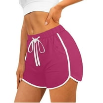 Tauxra Women Workout Yoga Shorts - Buttery Soft Solid Stretch Active Running Dance Volleyball Shorts Hot Pink L