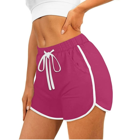 Tauxra Women Workout Yoga Shorts - Buttery Soft Solid Stretch Active Running Dance Volleyball Shorts Hot Pink L