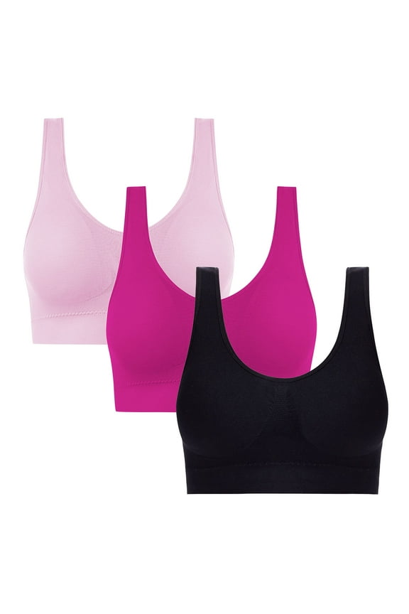 Women's Bra,Casual 3PC Seamless 1-piece Wirefree Daily Underwear with Gathering Breathable,Comfortable Bras for Women