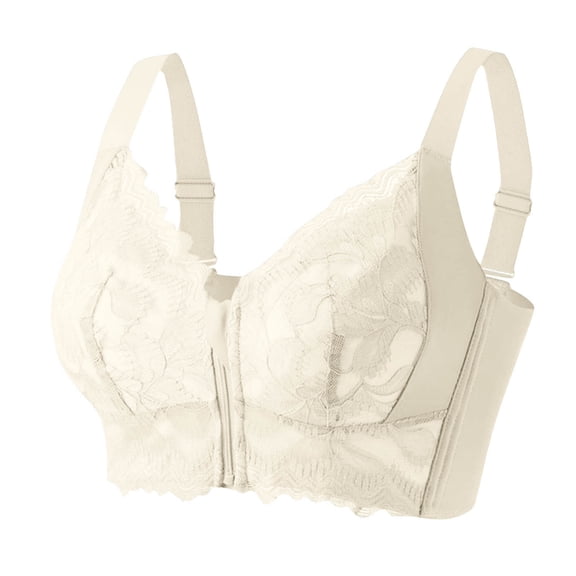 Tauxra Women's Bra,Casual Embroidered Front Zip Bra with Lightweight Support