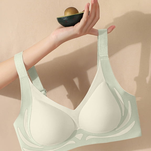 Tauxra Women's Bra,Casual Solid Color-blocked Wirefree Daily Underwear with Lifting Gathering Support,Lingerie for Women