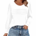 thumbnail image 1 of Tauxra Women's Long Sleeve Pleated Top, Casual Round Neck Blouse with Soft Textured Fabric, Versatile Tunic Top for Daily Wear and Office Outfits, 1 of 7