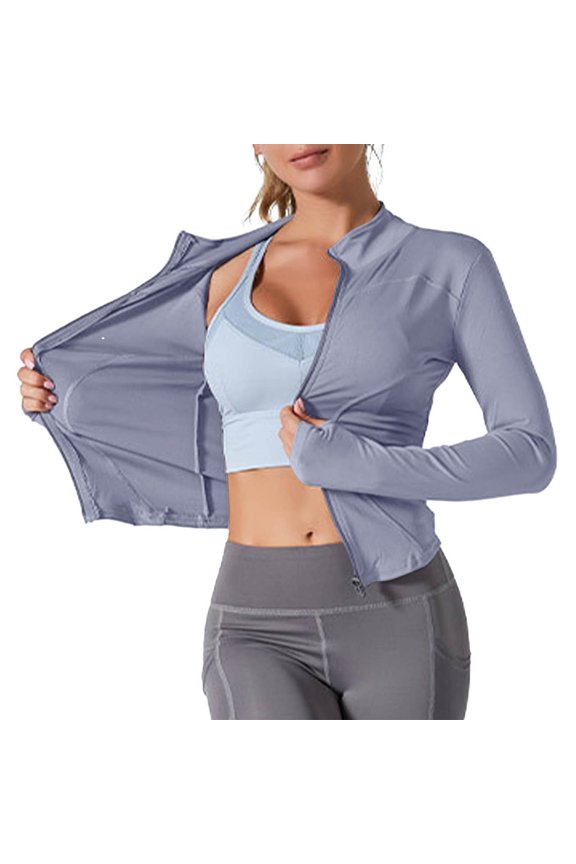 Women's Long Sleeve Round Neck Zipper Yoga Sun Protective Jacket