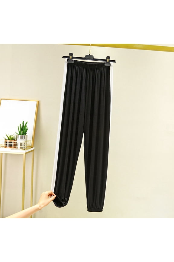Women's Pants, Elastic Waist Cuffed Hem Sleep Pants for Home
