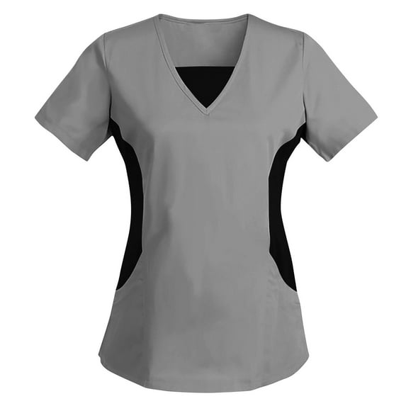 Tauxra Women's Scrub Top Scrubs Top Gray L