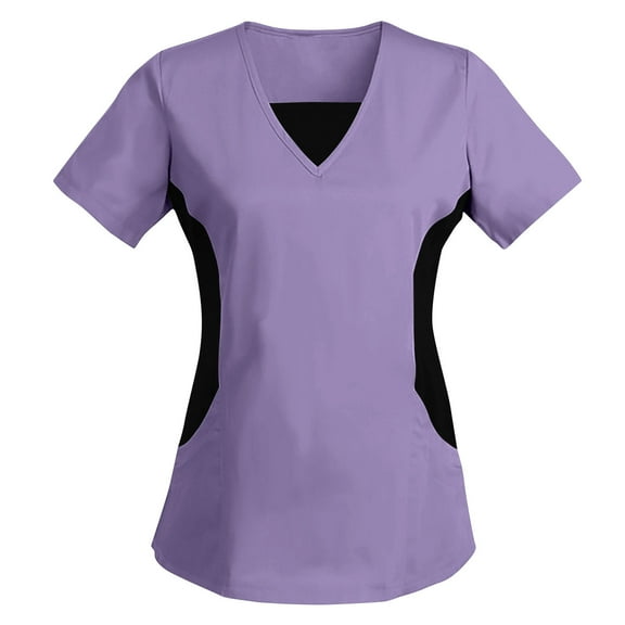 Tauxra Women's Scrub Top Scrubs Top Purple M