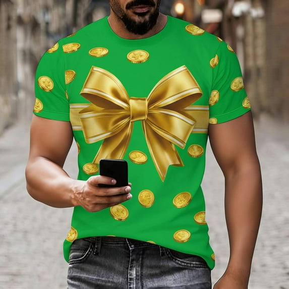 Tauxra Women's St Patricks Day Printed Top, Casual Loose Round Neck Short Sleeve Blouse, Holiday Shirt for Festive Parties and Daily Casual Wear