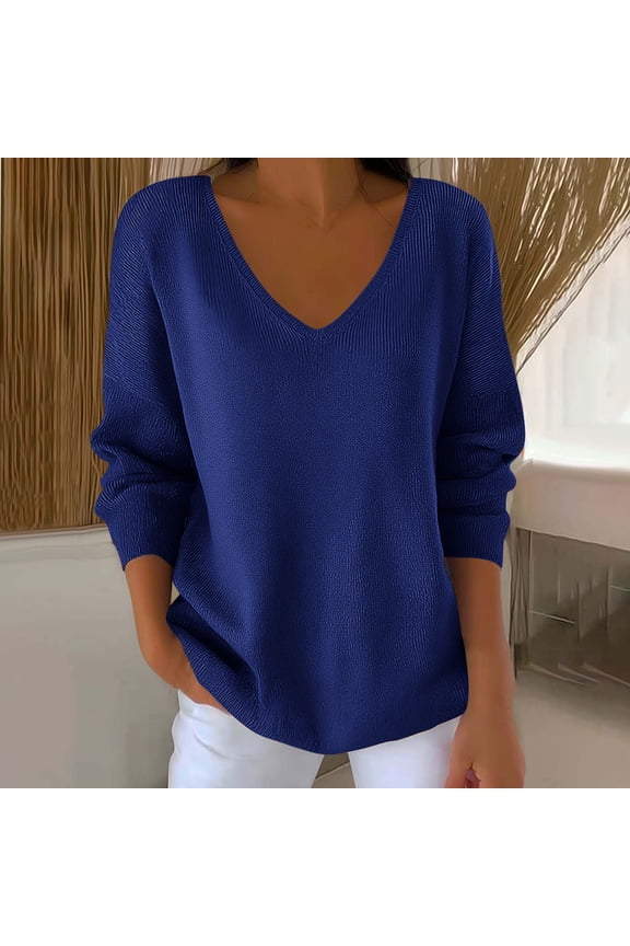 Women's Top,Long Sleeve V Neck Solid Color Loose Versatile Casual,Womens Casual Tops