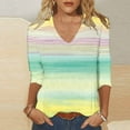 thumbnail image 1 of Tauxra Women's Tops, Fashion Loose Casual V Neck 3/4 Sleeve T-Shirt, Ladies' Printed Pullover Top, 1 of 5