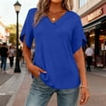 thumbnail image 1 of Tauxra Women's V-Neck Ruffle Short Sleeve Top, Casual Solid Color Shirt for Everyday Wear, Soft Polyester Blouse, Breathable And, Washable, 1 of 7