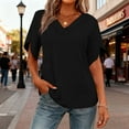 thumbnail image 1 of Tauxra Women's V-Neck Ruffle Short Sleeve Top, Casual T-Shirt for Everyday Wear, Soft Polyester Blouse for Home and Office, and Breathable, Washable, 1 of 7