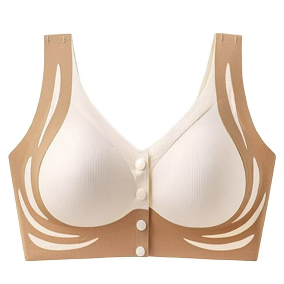 Tauxra Womens Bras Comfortable,Casual Lace Front Closure Wireless Plus Size Bra with Adjustable Support,Women's Bra