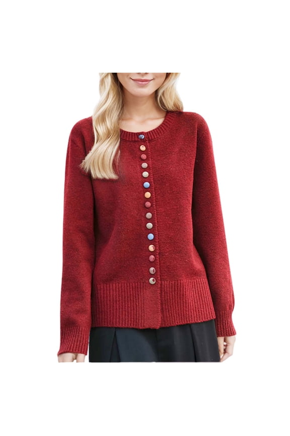 Womens Cardigan Sweaters,Women's Cardigan Sweaters,Women's Knit Cardigan, Solid Color V Neck Button Front Long Sleeve Top,Long Cardigan Sweaters for Women