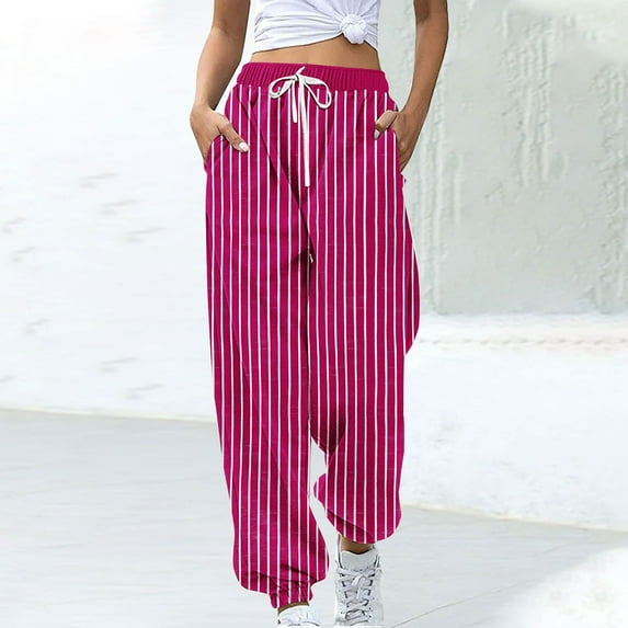 Tauxra Womens Loose Pants,Women's Fashion Casual Color Block Printed Drawstring Loose Sweatpants,Pants for Women