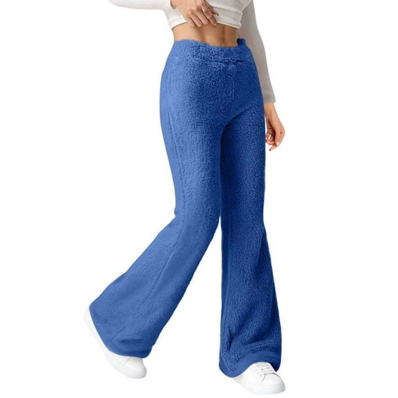 Tauxra Womens Loose Pants,Women's Fashion Warm Flared Fleece Home Elastic Waist Drawstring Loose Pants,Pants for Women