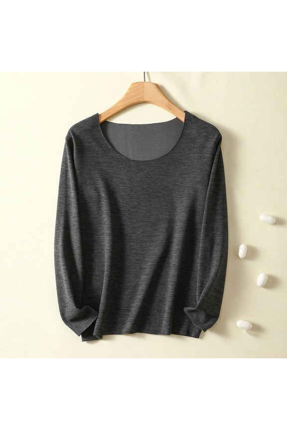Womens Shirts and Blouses,Women's Top,Long Sleeve Round Neck Plush Thermal Base,Shirts for Women