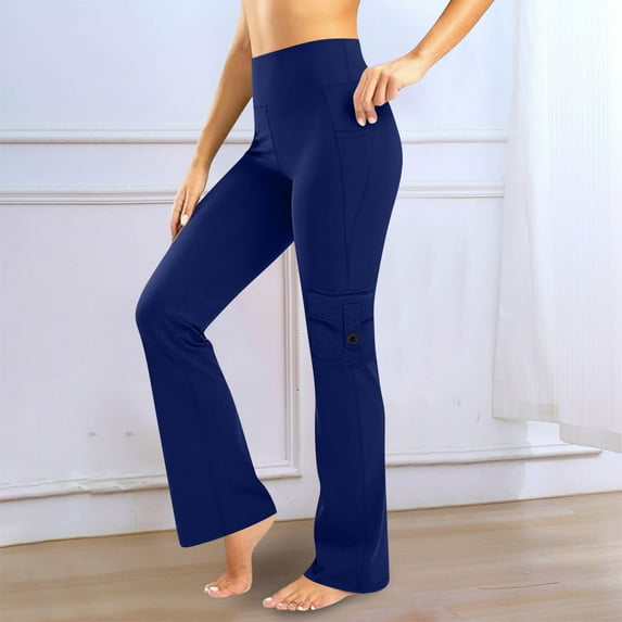 Tauxra Workout Leggings for Women,Women's Solid Color High Waist Flared Pocket Yoga Pants,Leggings for Women