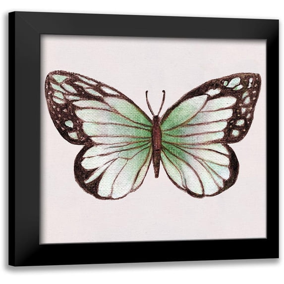 Tava Studios 12x12 Black Modern Framed Museum Art Print Titled - Emerald Butterly II