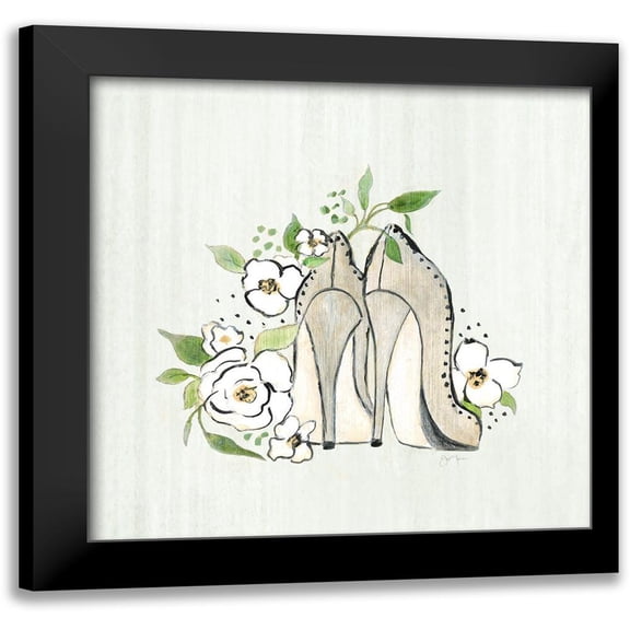 Tava Studios 12x12 Black Modern Framed Museum Art Print Titled - Fashion Floral Heels I