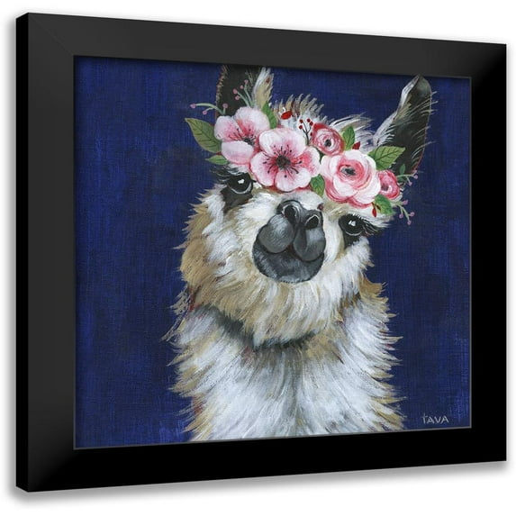 Tava Studios 12x12 Black Modern Framed Museum Art Print Titled - Lady Llama